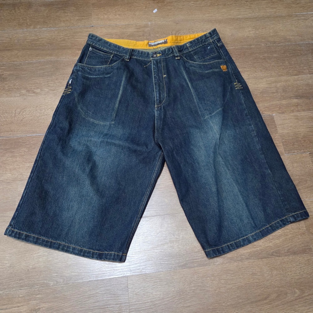 Meoshe Denim Co y2k Mens Wide Leg Baggy Dark Wash Denim Shorts Size 40